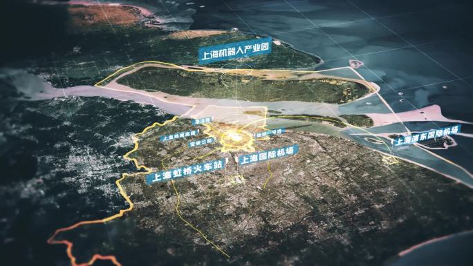 上海区域谷歌地图ae模板