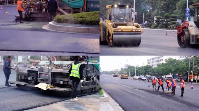 铺设沥青路、道路施工现场03