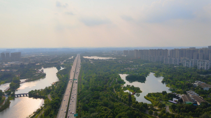 锦城公园，桂溪公园航拍4k