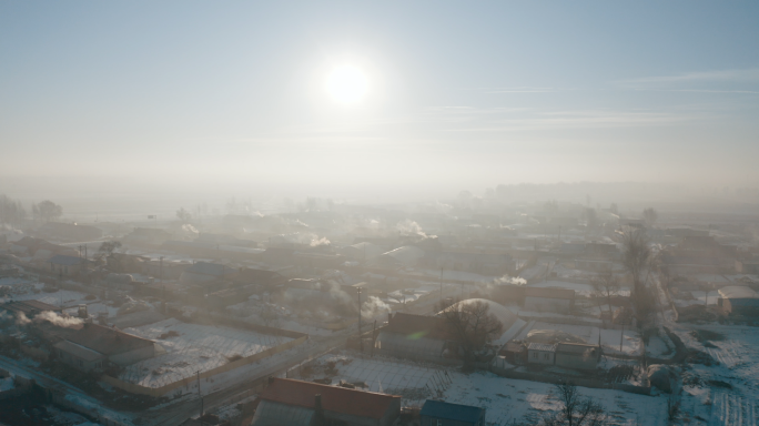 乡村雪景航拍