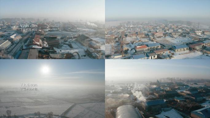 乡村雪景航拍