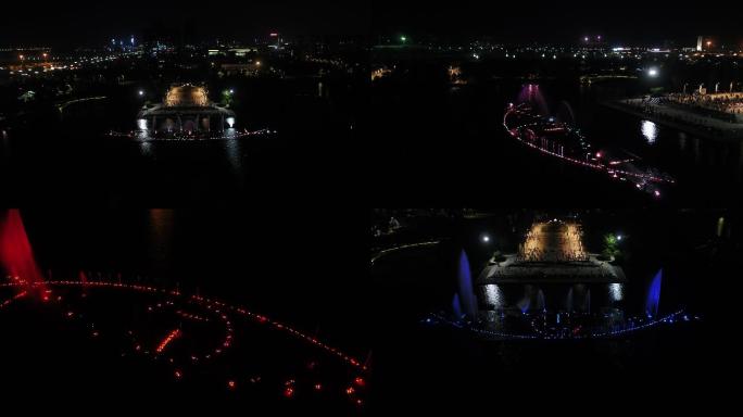 金象湖公园夜景灯光喷泉【4K】
