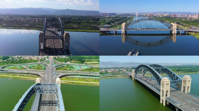 4K航拍网红桥晋阳桥帆船中心