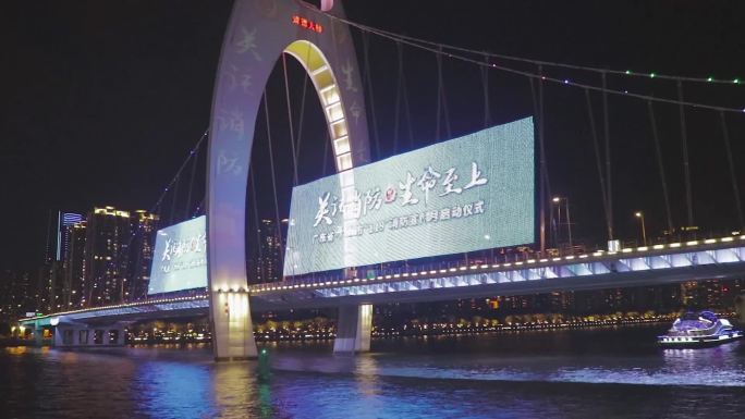 广州猎德大桥珠江夜游夜景高清视频素材