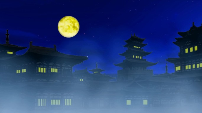 中国风夜晚古建背景