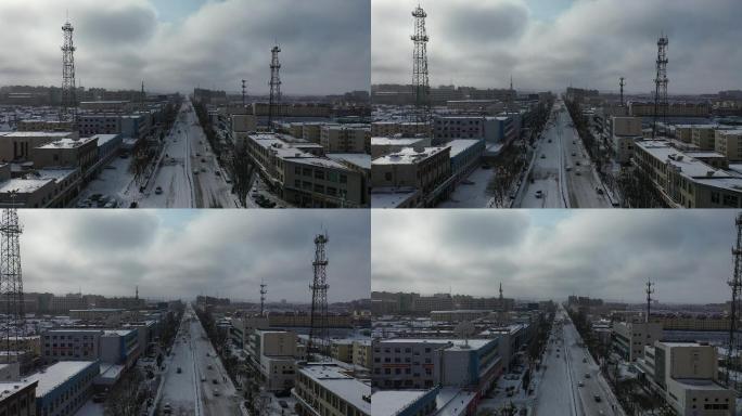 阿拉善雪景街景