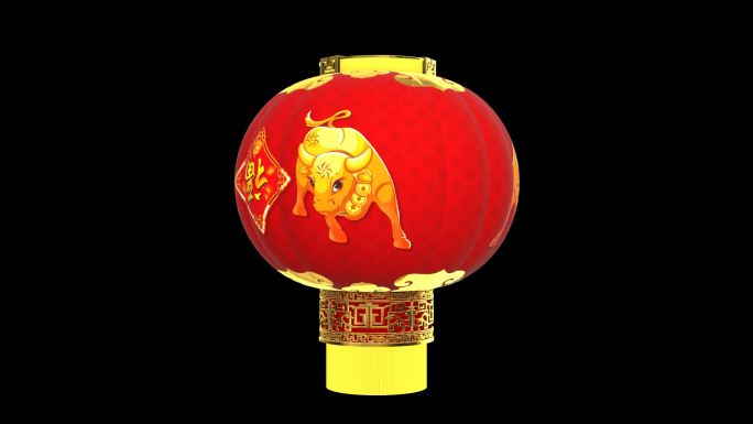 2021牛牛年春节吉祥3D灯笼