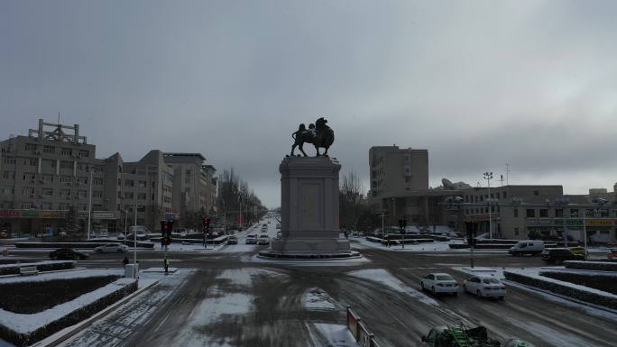 阿拉善雪景骆驼