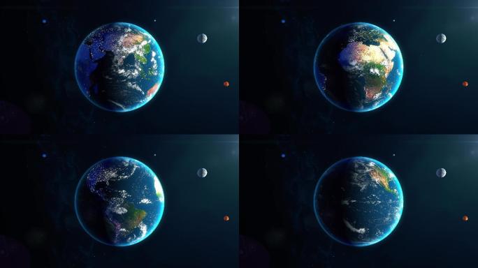 8K地球循环动画超高清三维宇宙