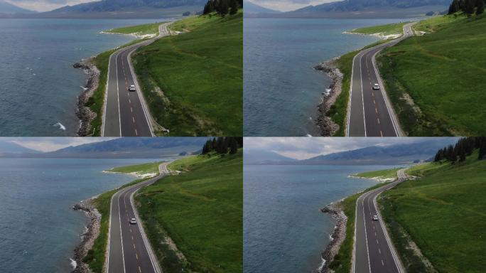 新疆赛里木湖游玩车辆实拍