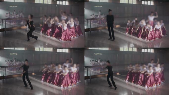 大学实训室老师指导学生舞蹈表演实拍素材