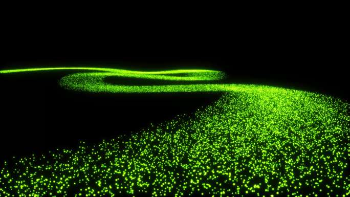 绿色粒子河流流动光阴