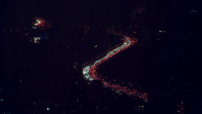 4k夜景车流上海高楼俯拍