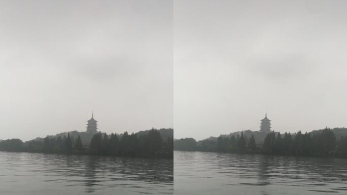 浙江杭州西湖旅游景区下雨场景延时