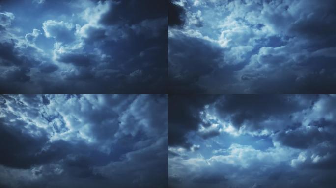 【HD天空】海蓝色乌云阴天阴郁多云勾边云