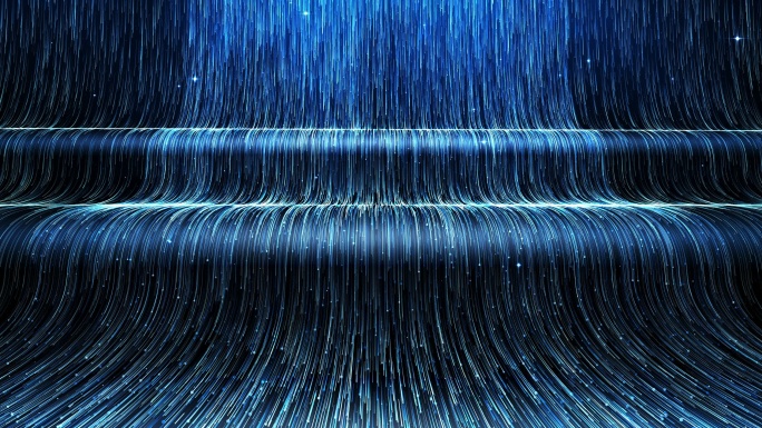 4K蓝色粒子光线瀑布流