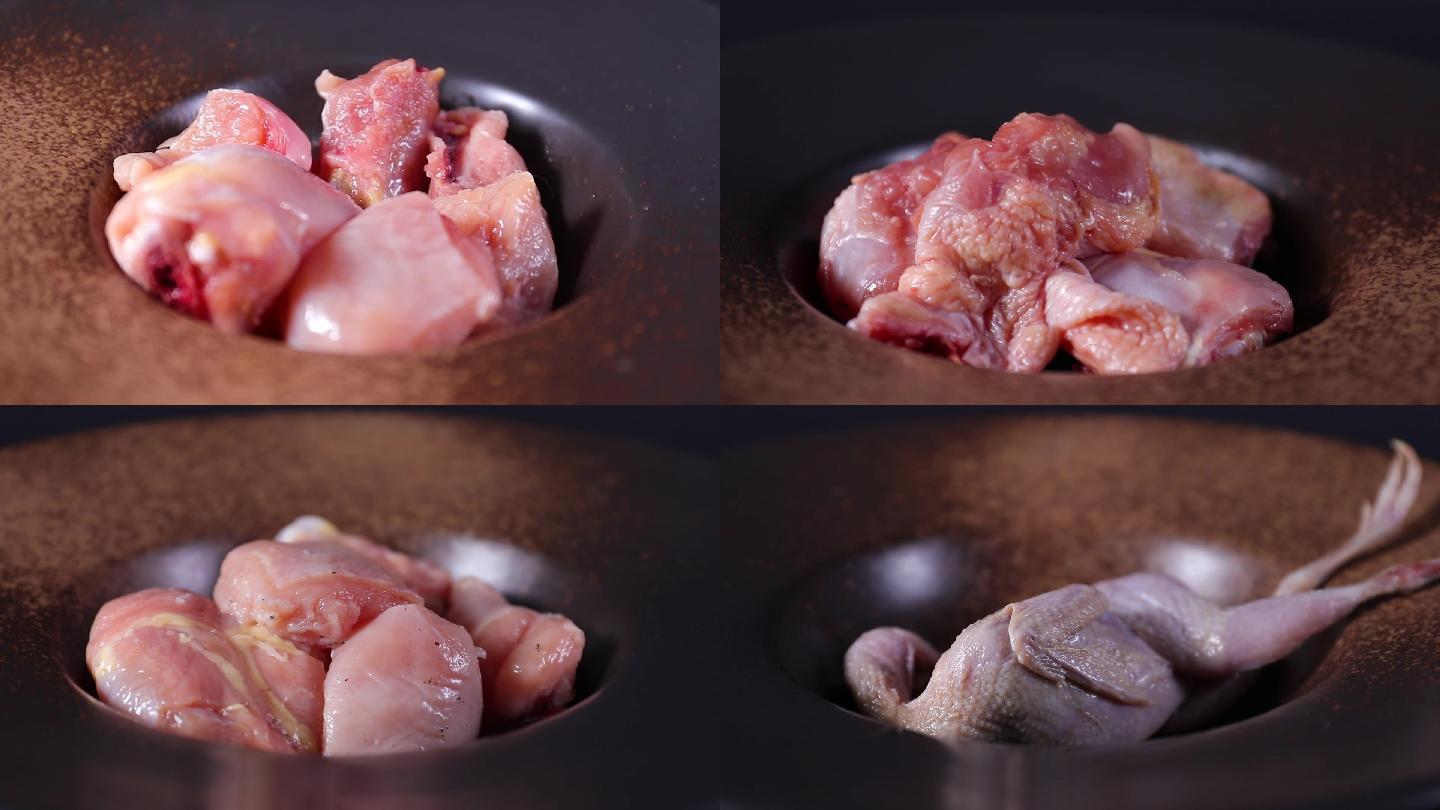 鸭肉鸡肉牛肉鹌鹑肉食材展示