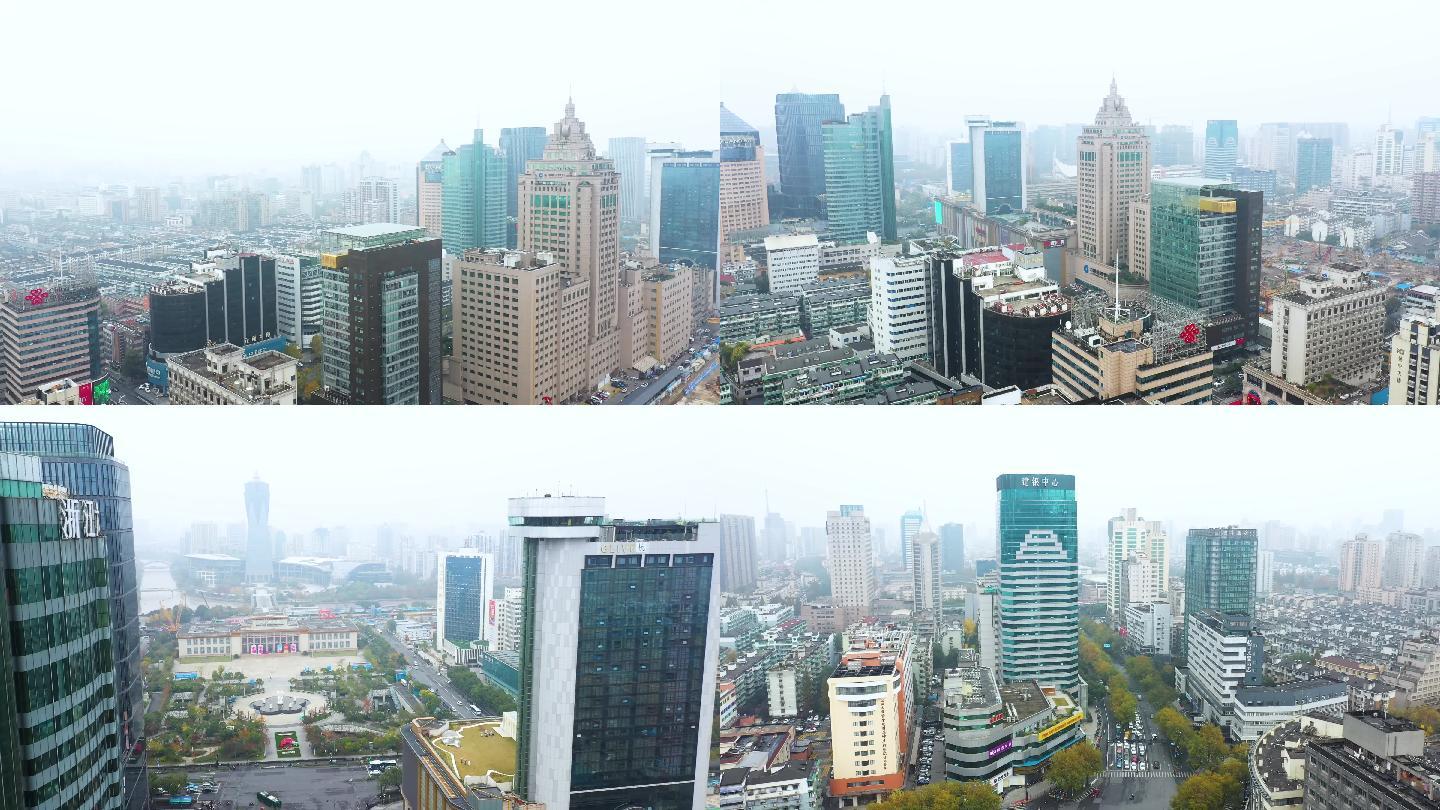 杭州城市建设银行武林广场建银大厦航拍4K