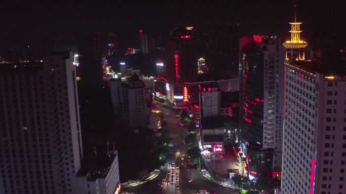 航拍城市夜景车流