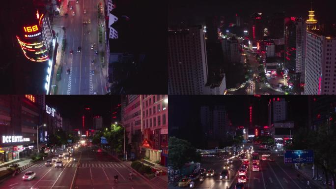 航拍城市夜景车流