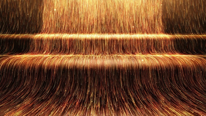 4K金色粒子光线瀑布流动