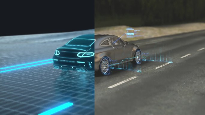 科技感汽车行驶循环动画