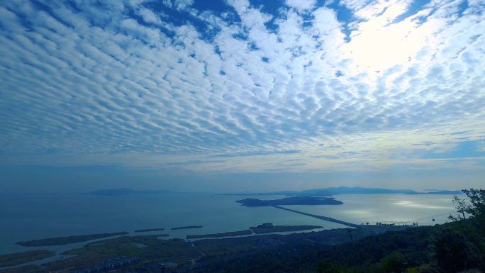 苏州西山太湖大桥丁达尔光延时