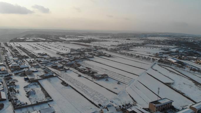 黄土高原马渠镇雪景航拍