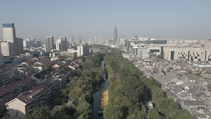 航拍济南护城河