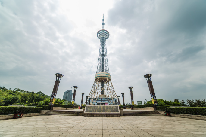 湖南株洲神农塔建筑延时摄影风景