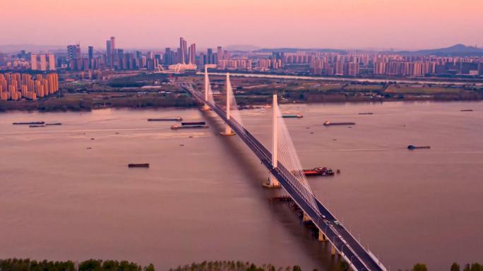 南京市长江五桥航拍延时4K素材