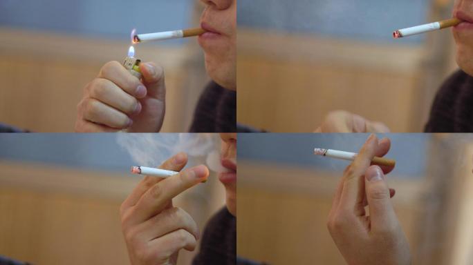 【原创】男人吸烟特写镜头吞云吐雾吸烟