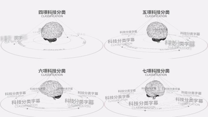 简洁大脑线框科技分类字幕AE模板