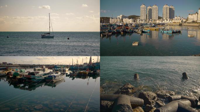 原创拍摄渔人码头海岸渔港自然风光