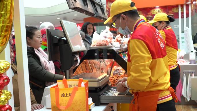 忙碌的风味小吃店铺 饮食行业