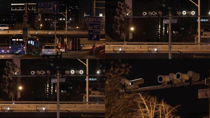 交通摄像头抓拍特写4k-夜晚道路监控系统