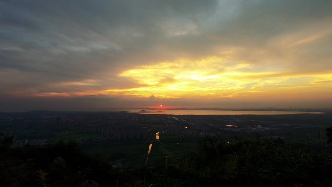 日落太湖贡山岛延时摄影