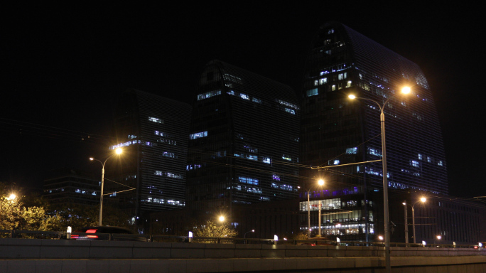 北京夜-忙碌城市，车流夜景