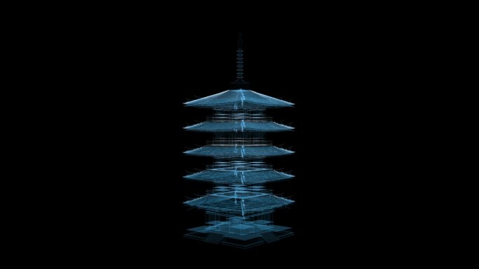 三维中式建筑全息影像