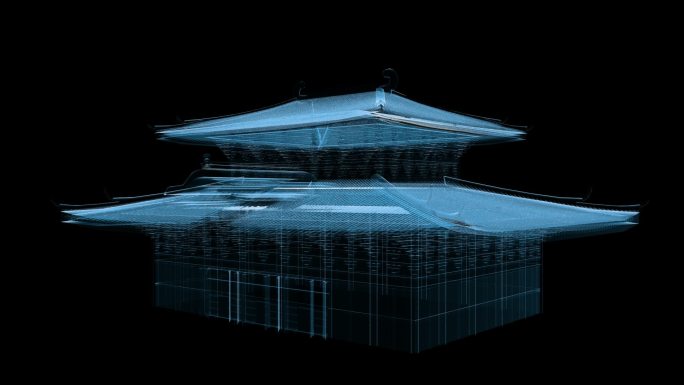 三维中式建筑全息影像