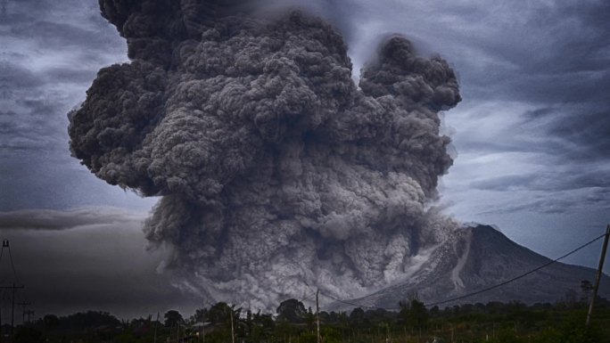 火山喷发火山灰污染