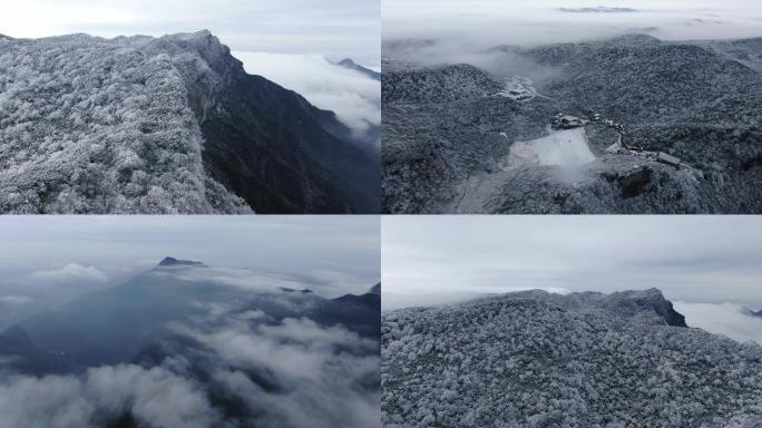 航拍重庆南川金佛山雪景山脉