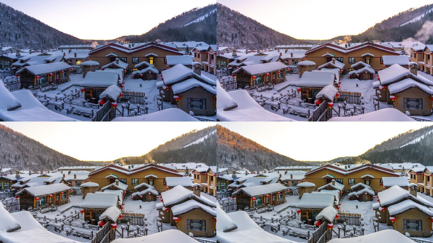 中国雪乡美丽的日出