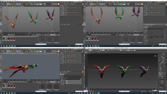 C4D+3dsmax+fbx--三色鸟