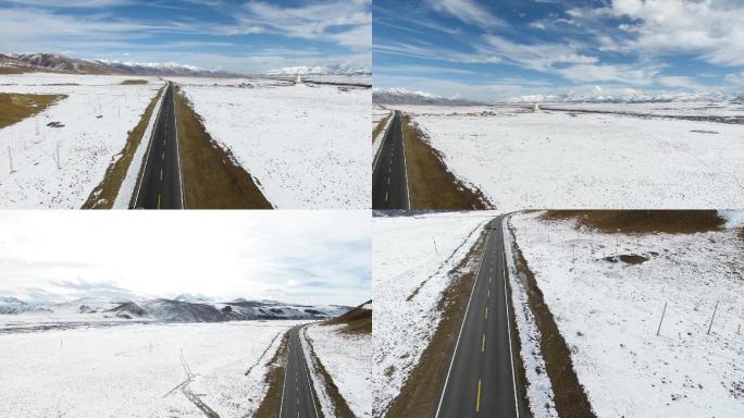 航拍川藏318线雪山公路空镜