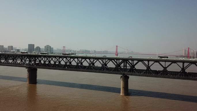 武汉夏季城市风光、长江大桥4K航拍/延时