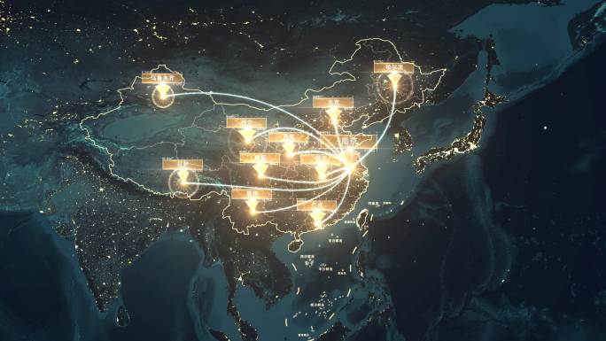 【原创】4K南京金色地图辐射全国全世界