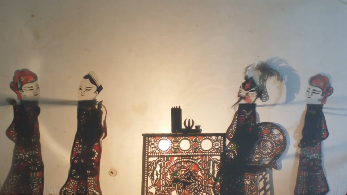 中国年中国传统艺术皮影戏动画实拍视频素材