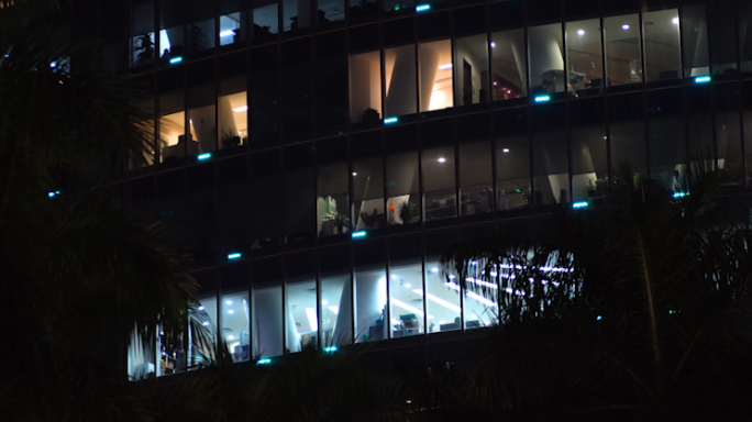 办公楼夜景4K视频素材2