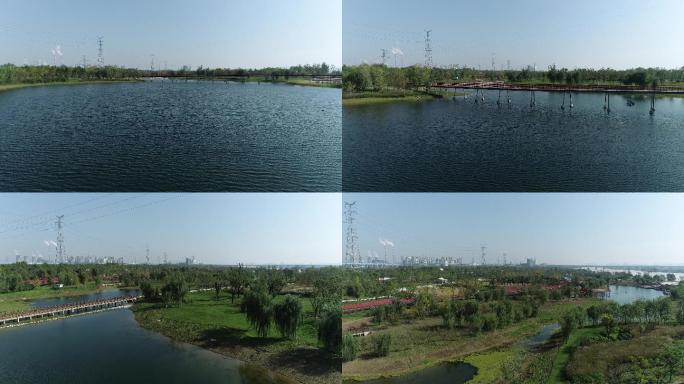 陕西渭河湿地公园风景高清航拍